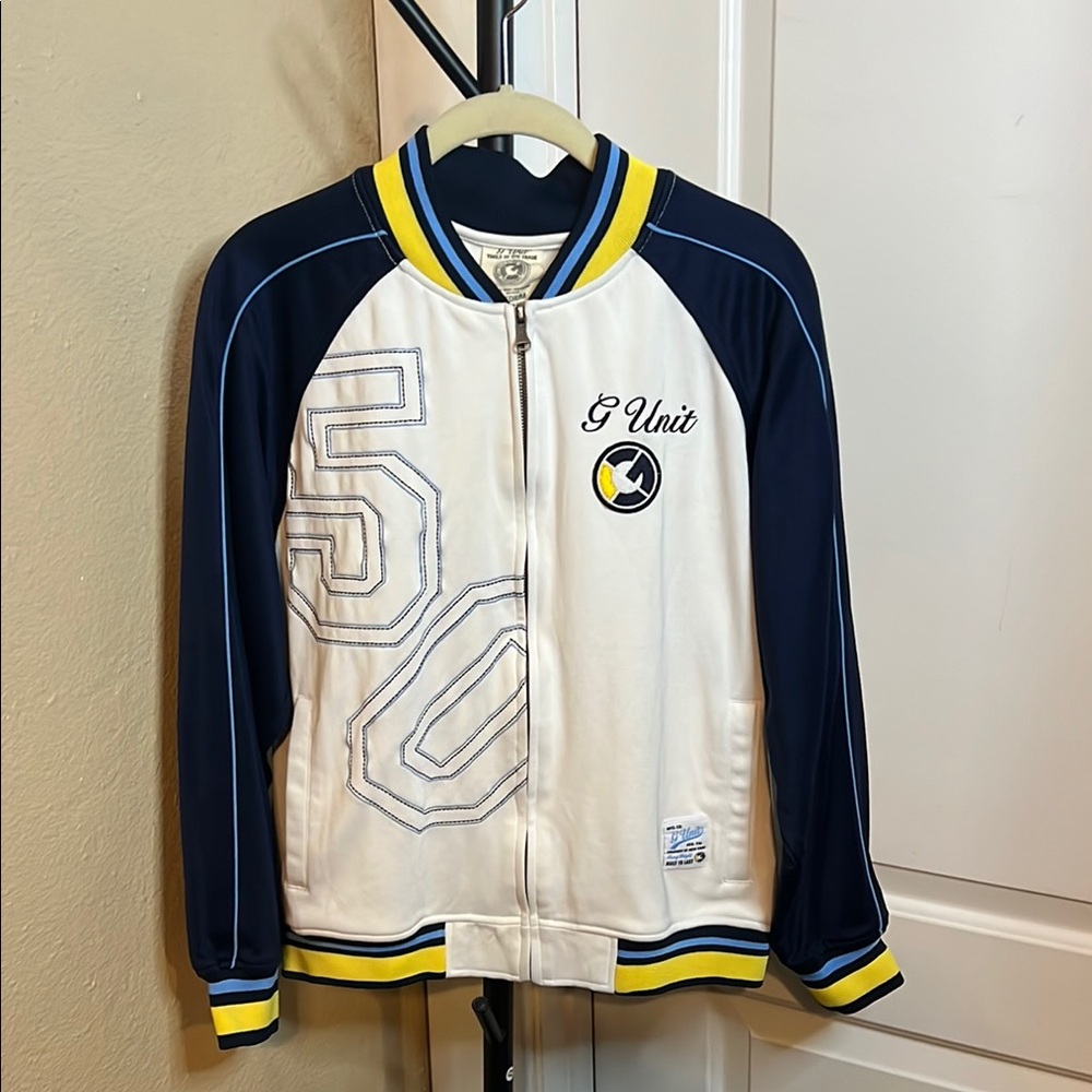 Vintage Y2K Kids White and Blue G Unit 50 Cent/Ecko Jacket